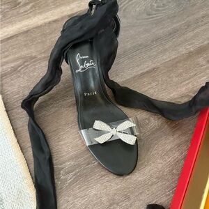 Christian Louboutin Black Heels with Crystal Bow
